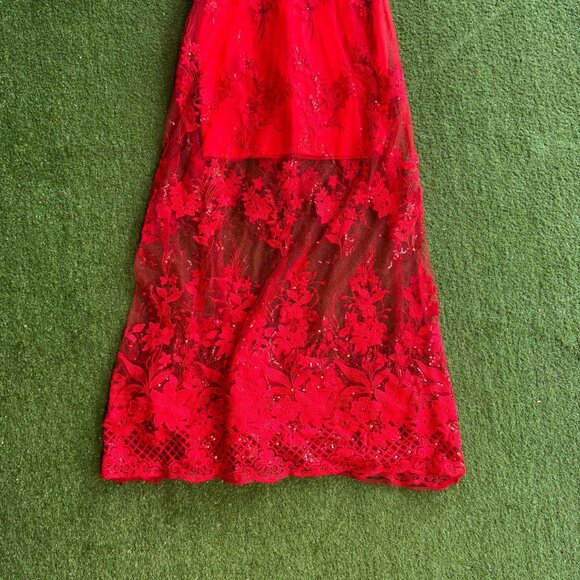 Red Lace Maxi Dress - Picture 4 of 5